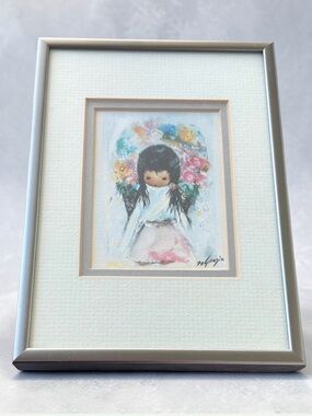 Vintage 1970’s Ted DeGrazia Signed Print “Flower Girl” Framed